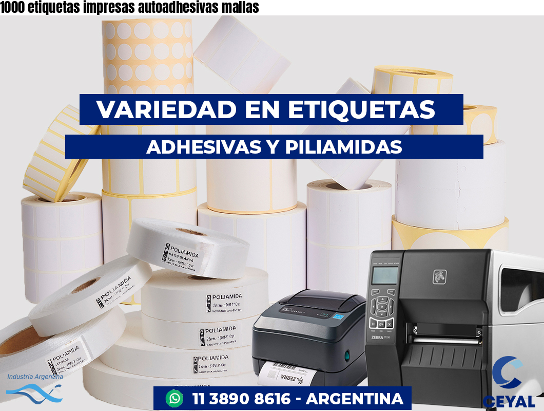 1000 etiquetas impresas autoadhesivas mallas