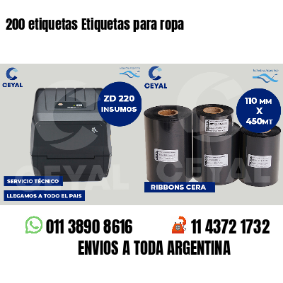200 etiquetas Etiquetas para ropa
