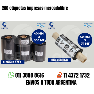 200 etiquetas impresas mercadolibre