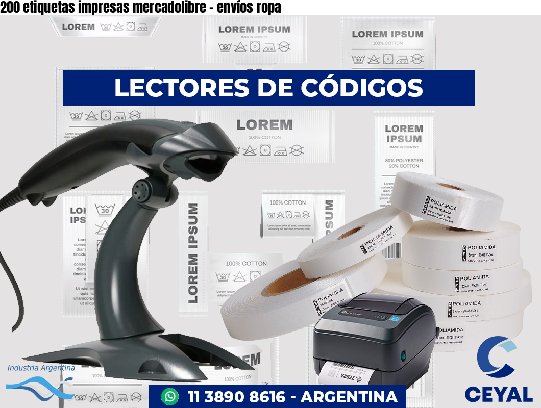 200 etiquetas impresas mercadolibre - envíos ropa
