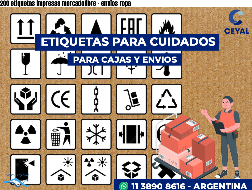 200 etiquetas impresas mercadolibre – envíos ropa