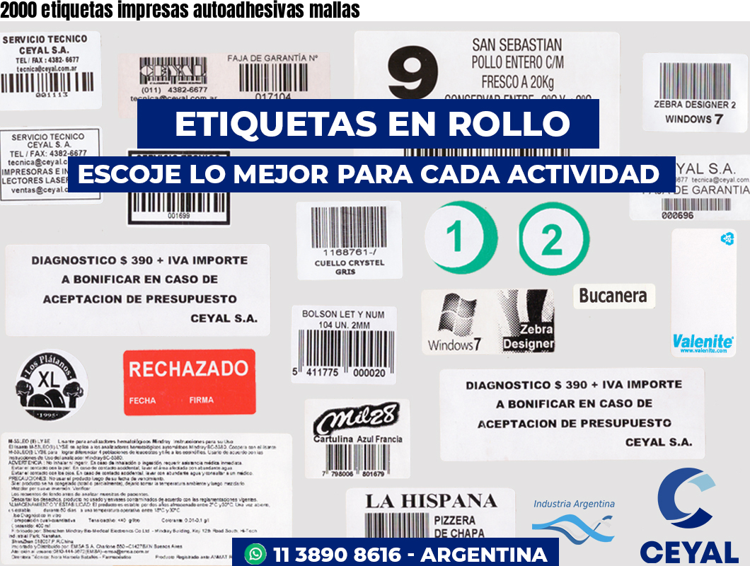 2000 etiquetas impresas autoadhesivas mallas