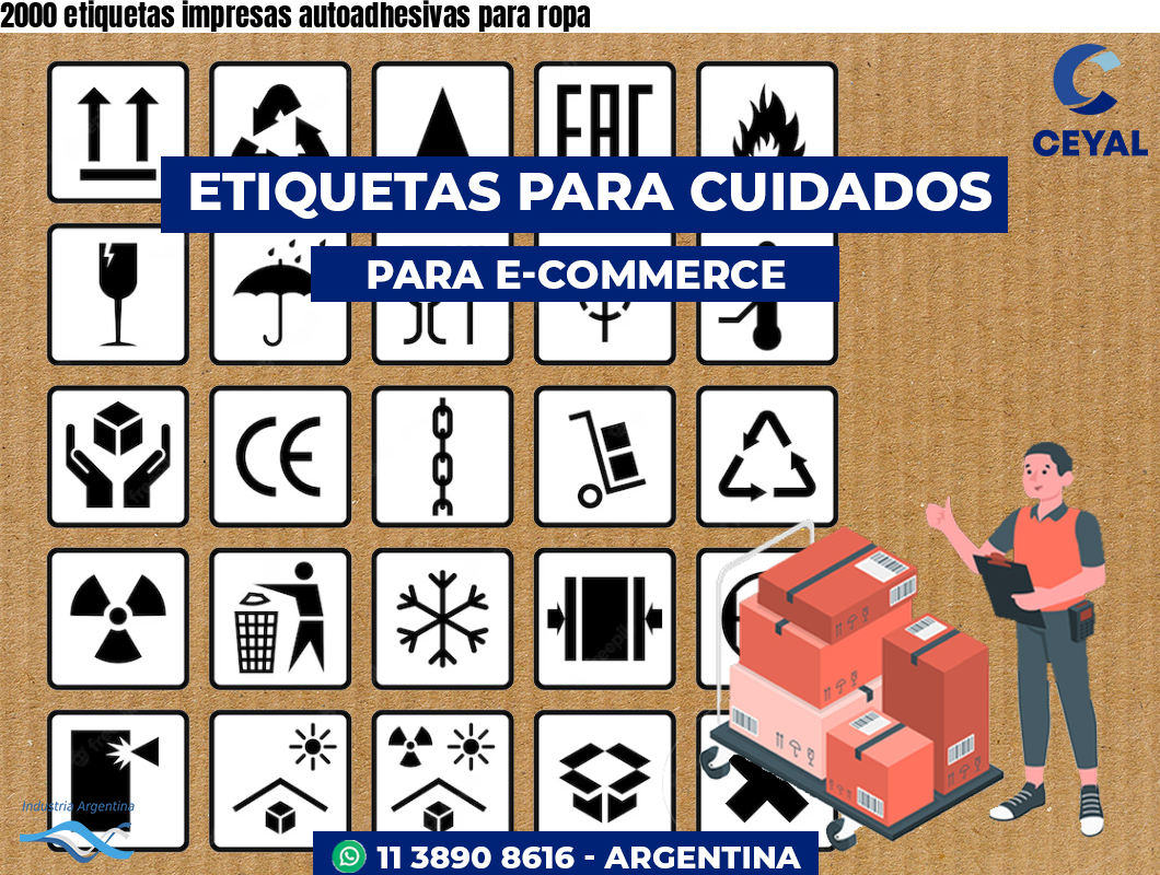 2000 etiquetas impresas autoadhesivas para ropa
