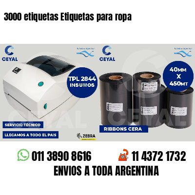 3000 etiquetas Etiquetas para ropa