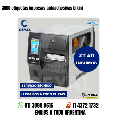 3000 etiquetas impresas autoadhesivas bikini