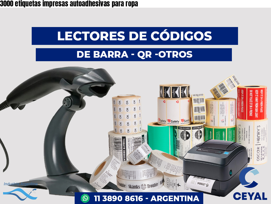 3000 etiquetas impresas autoadhesivas para ropa