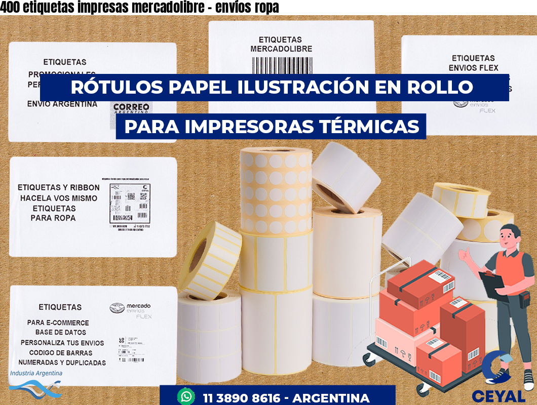 400 etiquetas impresas mercadolibre – envíos ropa