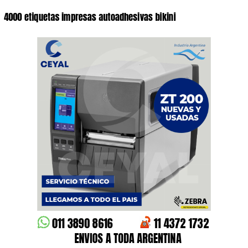4000 etiquetas impresas autoadhesivas bikini
