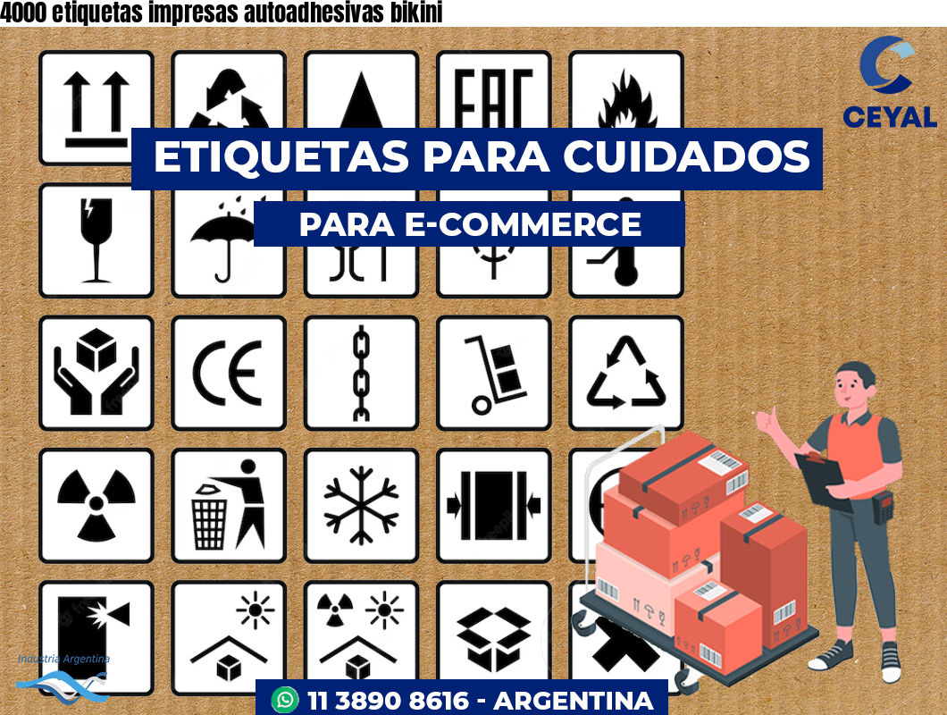 4000 etiquetas impresas autoadhesivas bikini