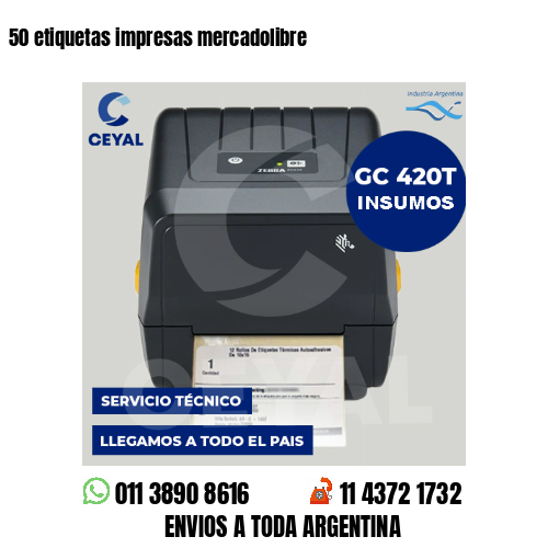 50 etiquetas impresas mercadolibre