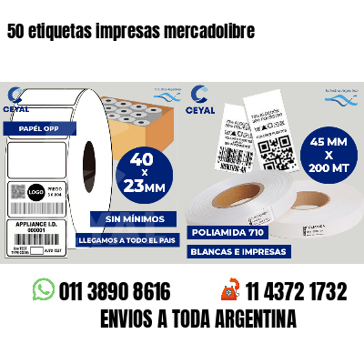 50 etiquetas impresas mercadolibre