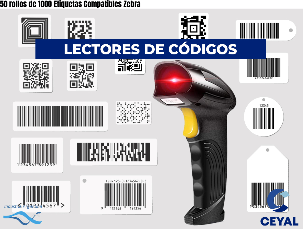 50 rollos de 1000 Etiquetas Compatibles Zebra