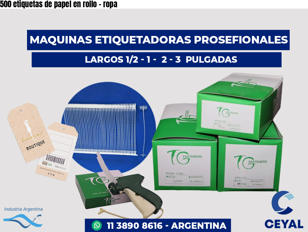 500 etiquetas de papel en rollo - ropa