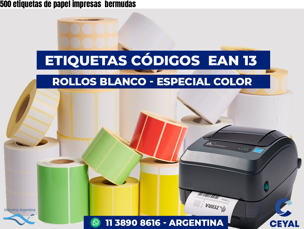 500 etiquetas de papel impresas  bermudas