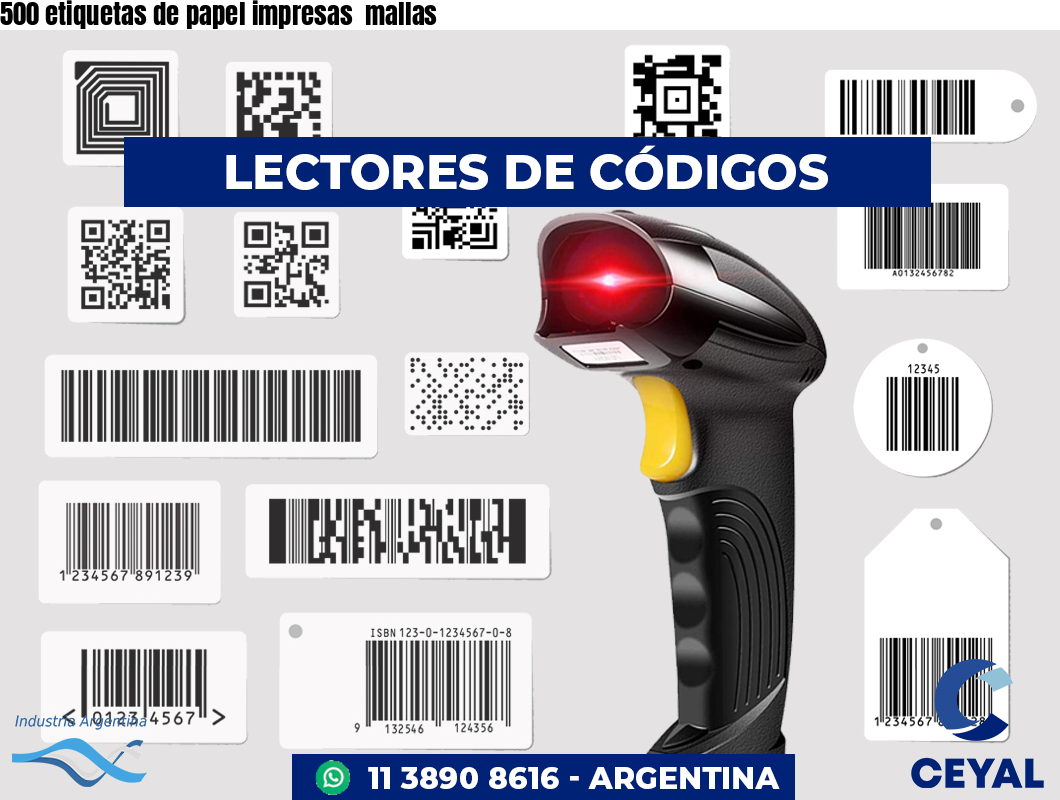 500 etiquetas de papel impresas mallas