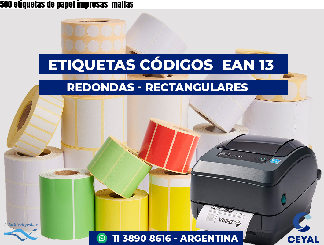 500 etiquetas de papel impresas  mallas