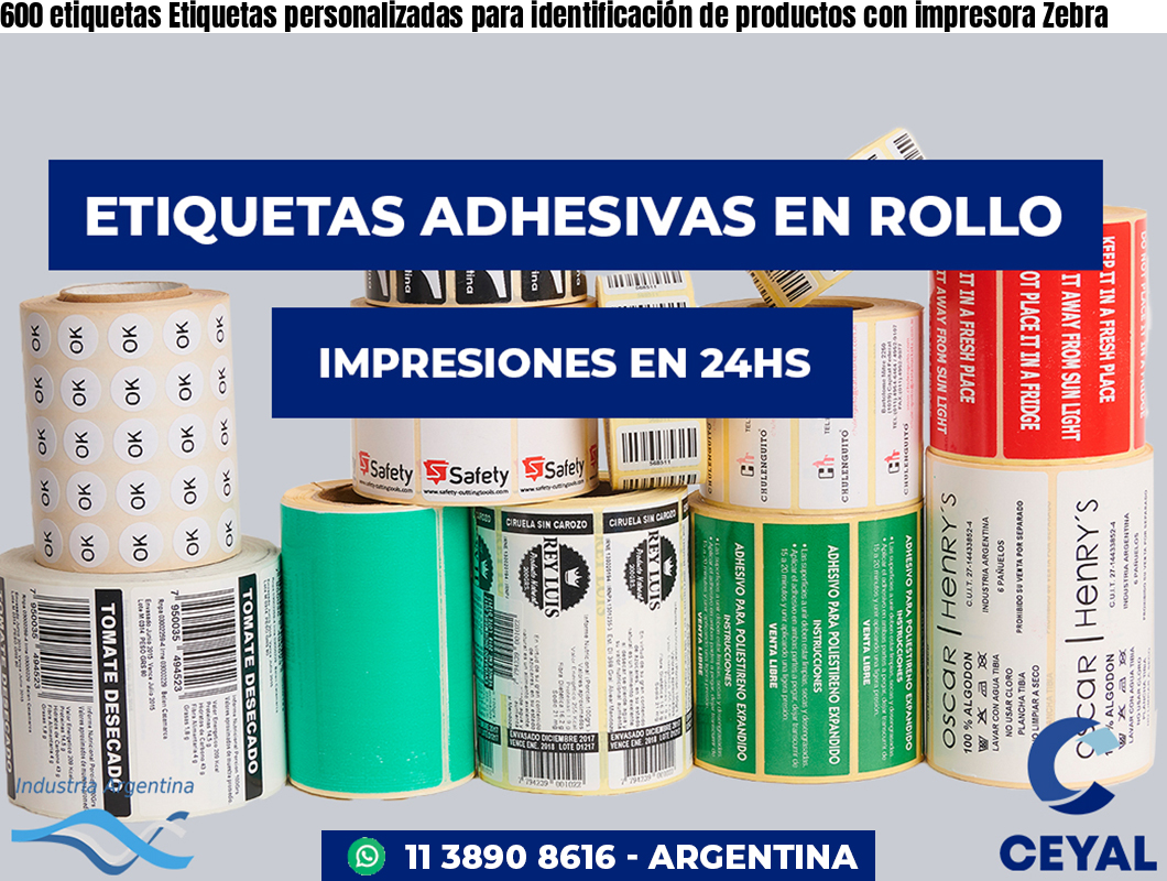 600 etiquetas Etiquetas personalizadas para identificación de productos con impresora Zebra