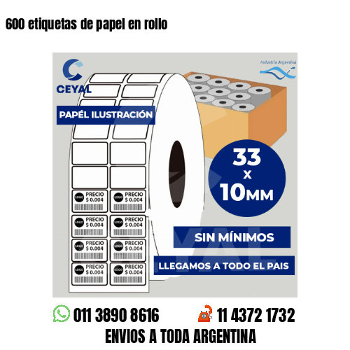 600 etiquetas de papel en rollo