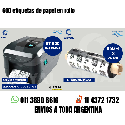 600 etiquetas de papel en rollo