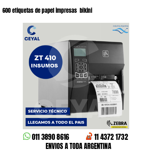 600 etiquetas de papel impresas bikini
