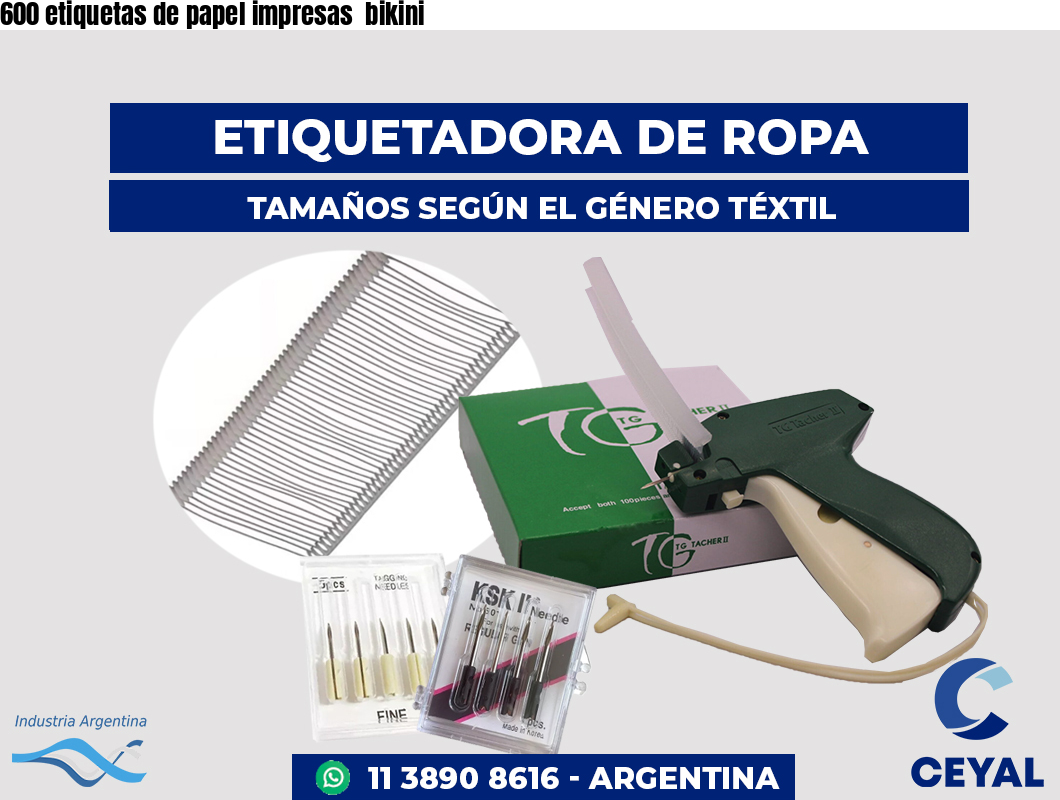 600 etiquetas de papel impresas  bikini