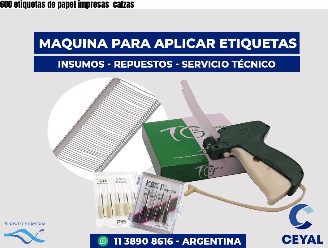 600 etiquetas de papel impresas calzas