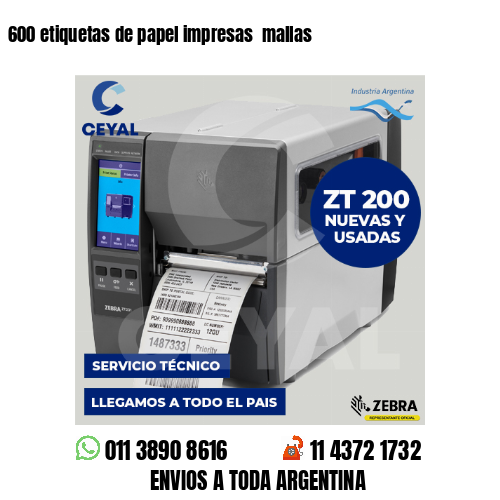600 etiquetas de papel impresas mallas