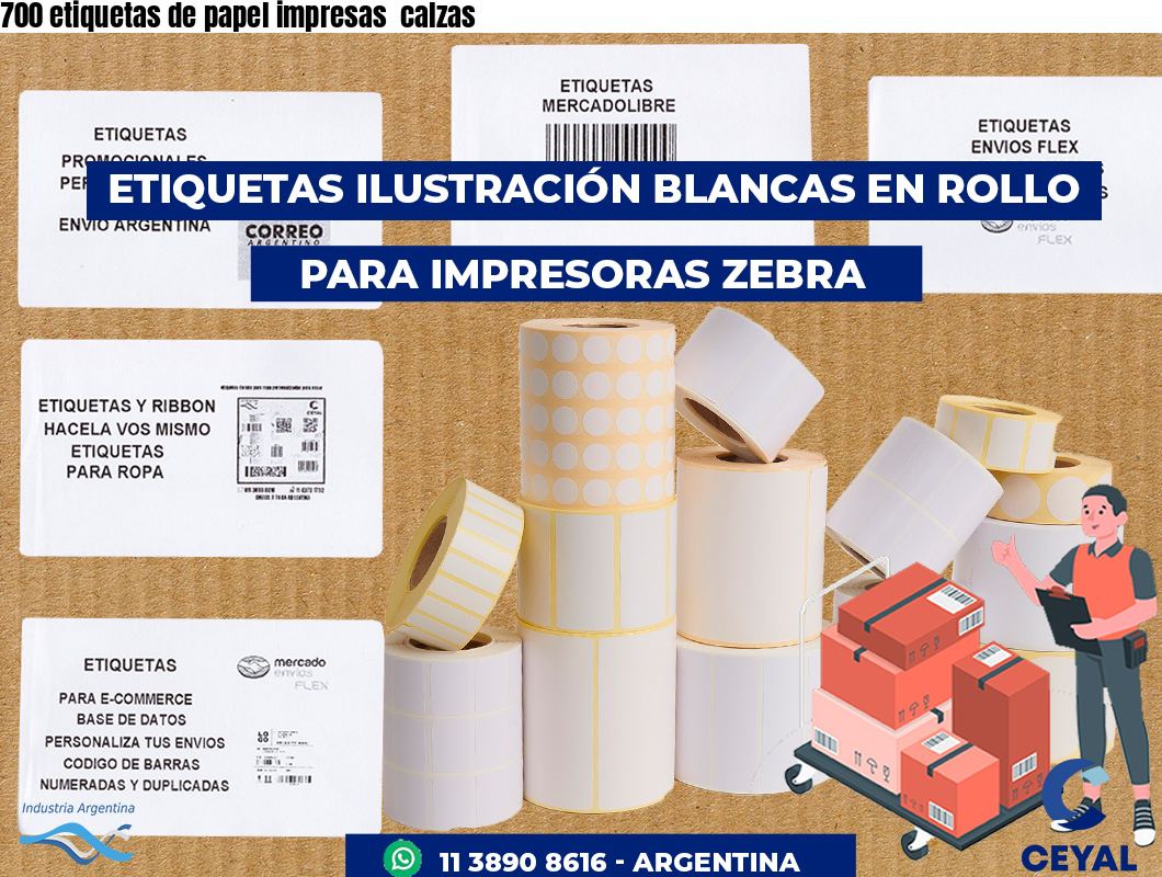 700 etiquetas de papel impresas  calzas