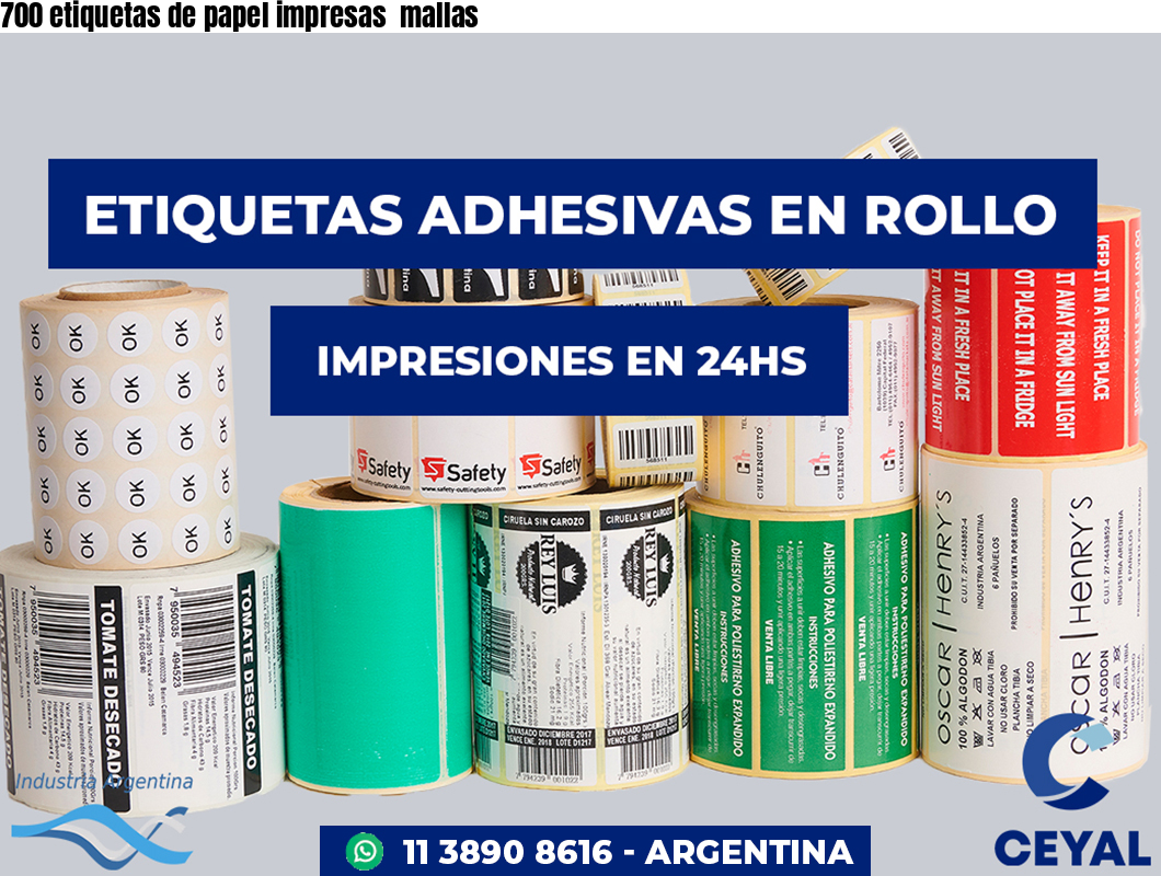 700 etiquetas de papel impresas  mallas