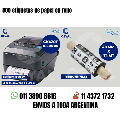 800 etiquetas de papel en rollo
