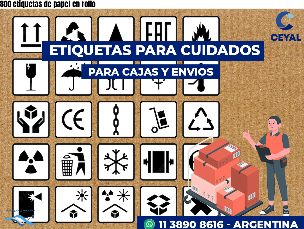 800 etiquetas de papel en rollo