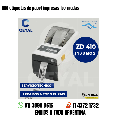 800 etiquetas de papel impresas  bermudas