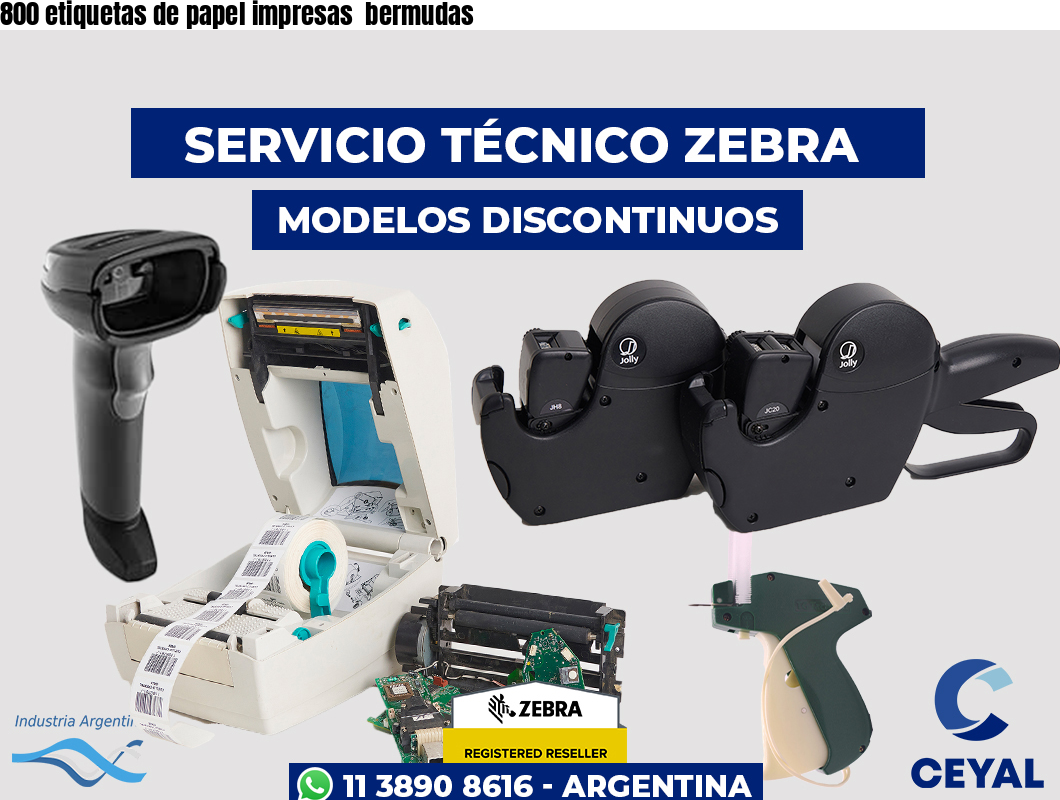 800 etiquetas de papel impresas bermudas