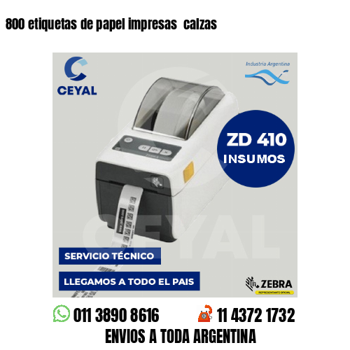 800 etiquetas de papel impresas calzas