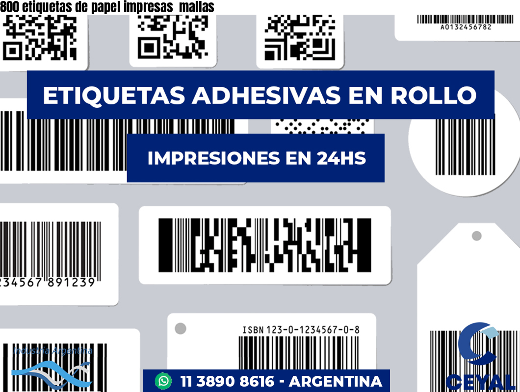 800 etiquetas de papel impresas  mallas