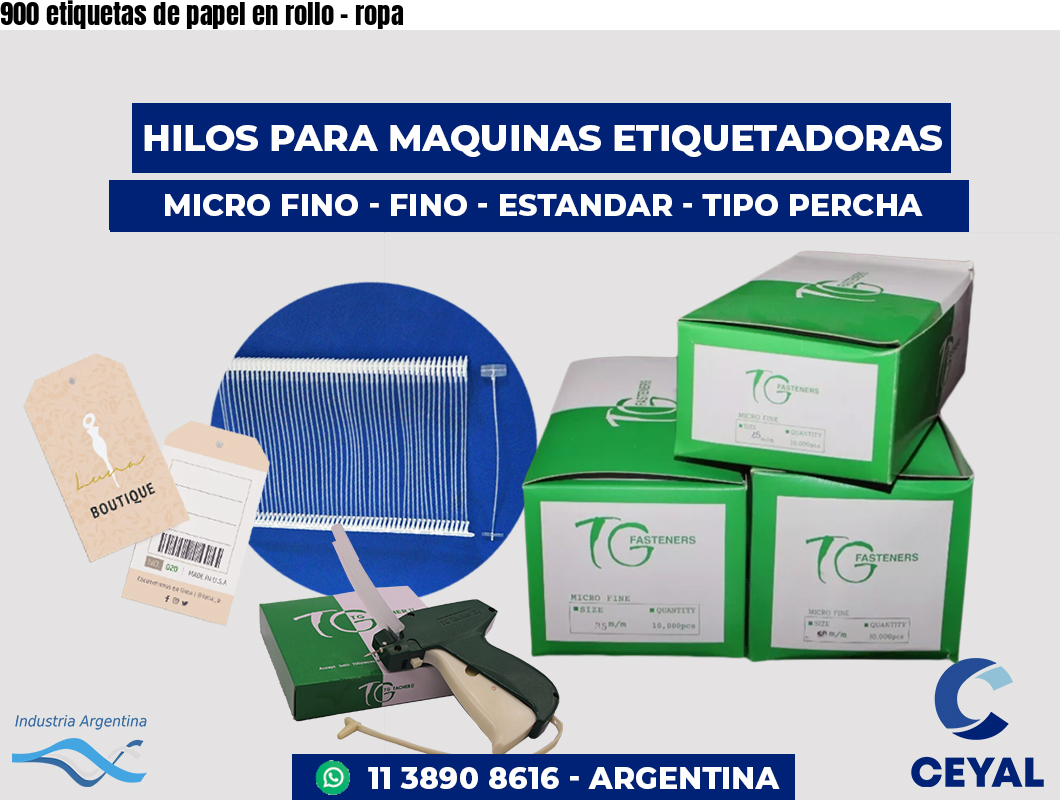 900 etiquetas de papel en rollo - ropa