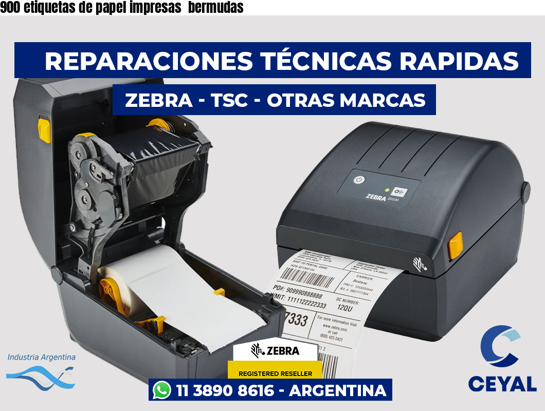 900 etiquetas de papel impresas bermudas