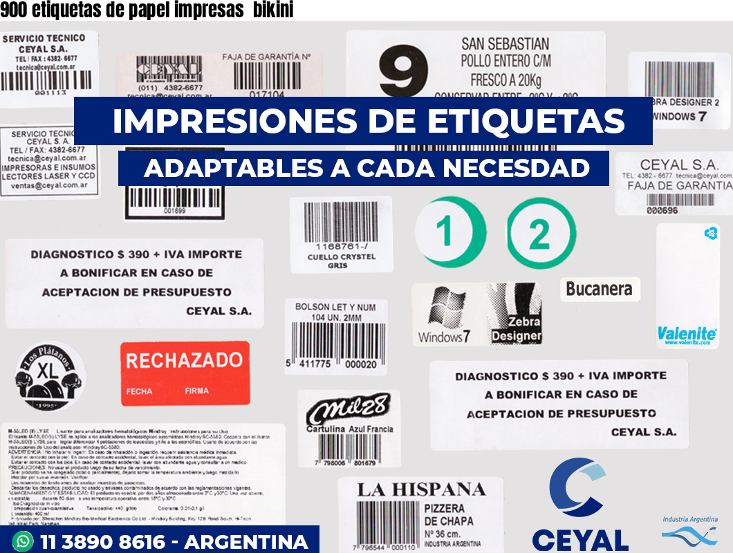 900 etiquetas de papel impresas  bikini