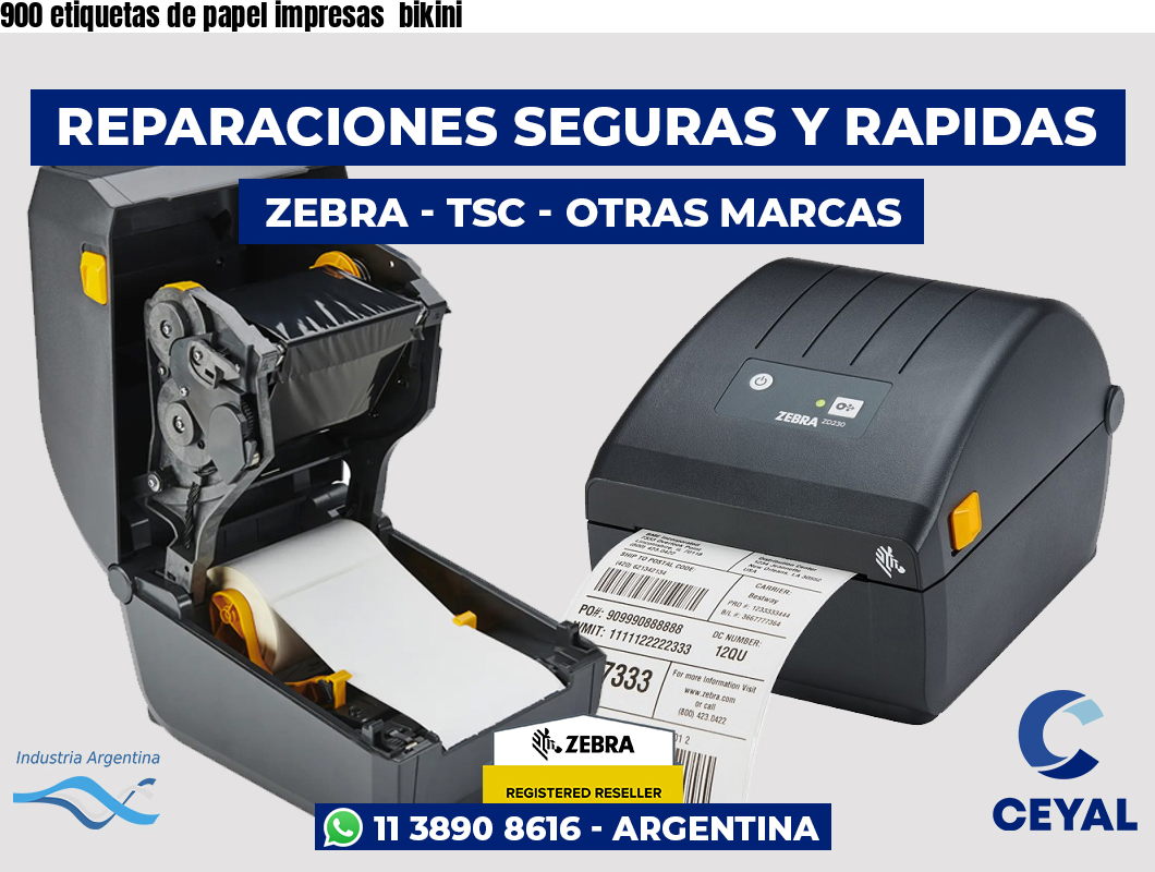 900 etiquetas de papel impresas bikini