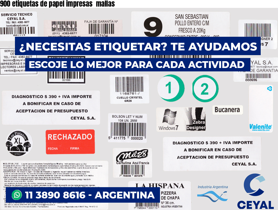 900 etiquetas de papel impresas  mallas