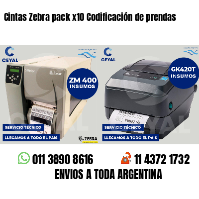 Cintas Zebra pack x10 Codificación de prendas