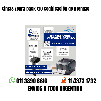 Cintas Zebra pack x10 Codificación de prendas