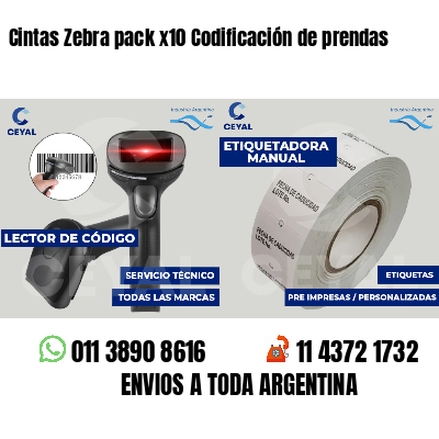 Cintas Zebra pack x10 Codificación de prendas