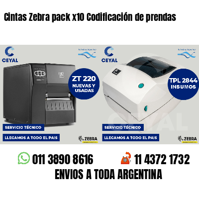 Cintas Zebra pack x10 Codificación de prendas