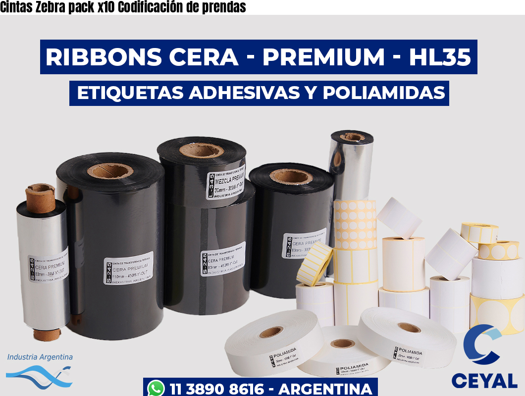 Cintas Zebra pack x10 Codificación de prendas