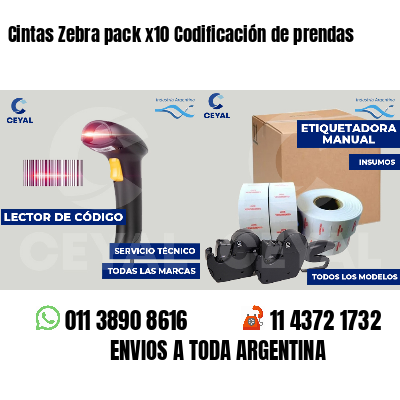 Cintas Zebra pack x10 Codificación de prendas