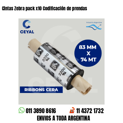 Cintas Zebra pack x10 Codificación de prendas