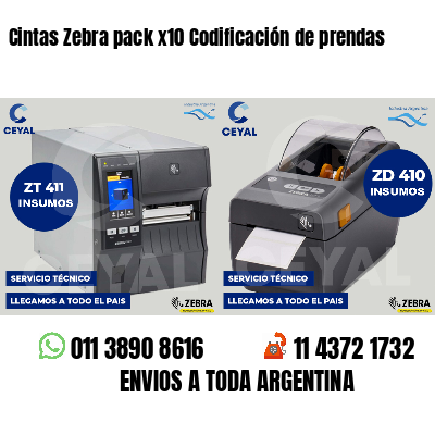 Cintas Zebra pack x10 Codificación de prendas