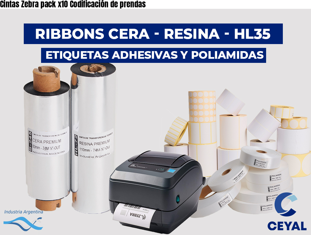 Cintas Zebra pack x10 Codificación de prendas