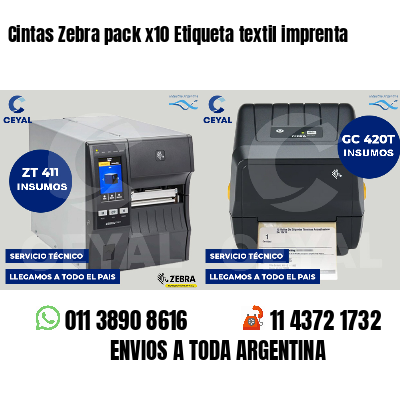 Cintas Zebra pack x10 Etiqueta textil imprenta